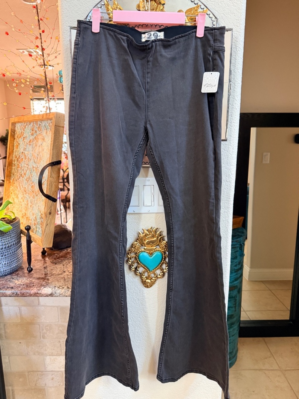 Free People Washed Black Pull-On Flare Pants Size 29
